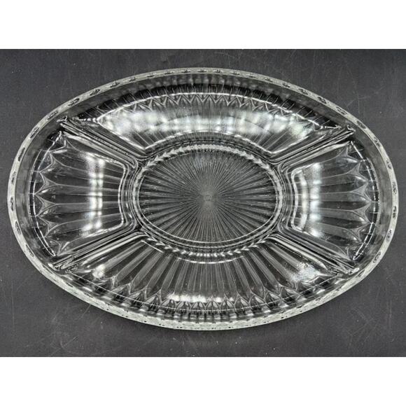 1980s Godinger Silver Plated Grape Oval Relish Tray w/ Glass Insert 16x12 VTG - Picture 3 of 15